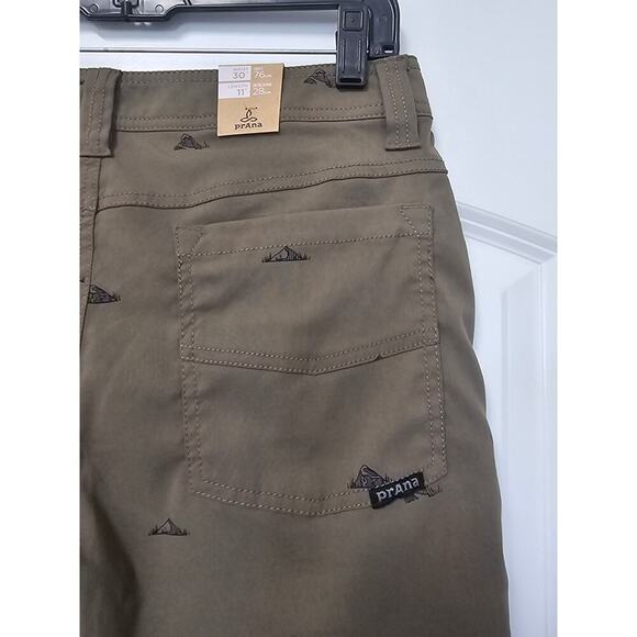 Prana Men's Brion Shorts Olive Green Size 30 Green Mountain Print NEW - Picture 5 of 6